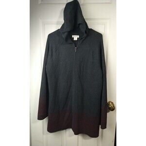 Artisan NY Woman XL Hooded Full Zip Long Cardigan Sweater Western Artsy Aztec...